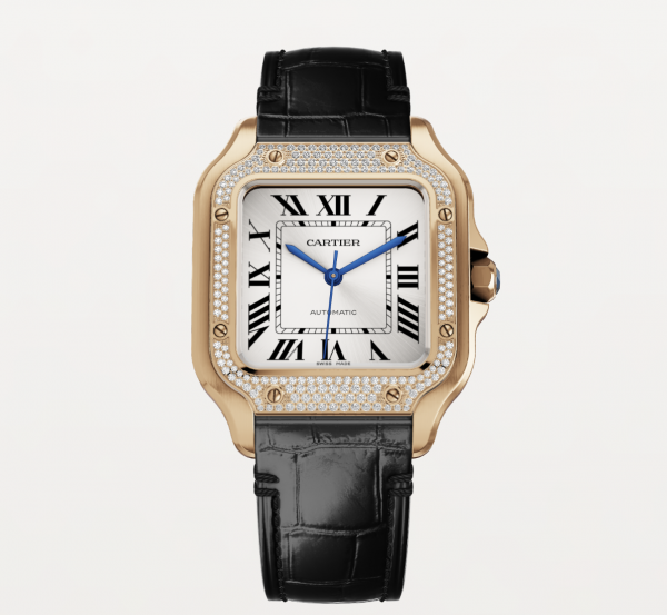 Cartier Santos - 18K rose gold bezel set with diamonds Cartier Santos Diamond