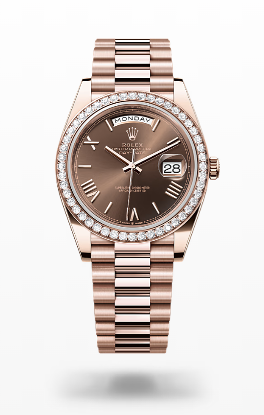 Rolex Day-Date - Chocolate - Everose gold and diamonds I Rolex Day-Date Diamond