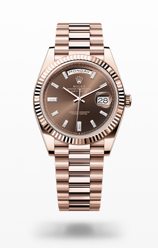 Rolex Day-Date - Chocolate set with diamonds - Everose gold Rolex Day-Date Diamond