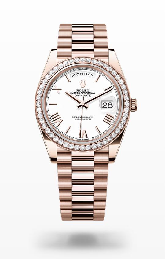 Rolex Day-Date - White - Everose gold and diamonds Rolex Day-Date Diamond