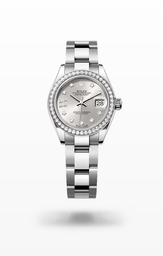 Rolex Lady-Datejust - Silver set with diamonds Rolex Lady-Datejust